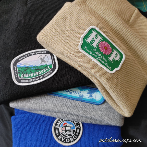 Beanie - Cuff Beanie with Custom Patch - Patches on Caps